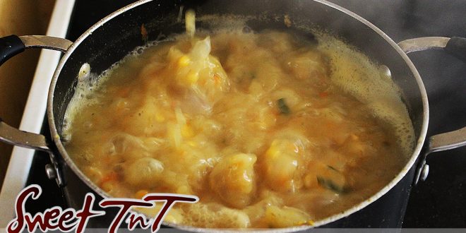 Split peas soup bubbling in pot in sweet T&T for Sweet TnT Magazine in Trinidad and Tobago for Food section