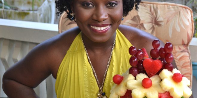 Daniella Dalton Fruitilicious, fruit bouquet in sweet T&T for Sweet TnT Magazine, Culturama Publishing Company, for news in Trinidad, in Port of Spain, Trinidad and Tobago, with positive how to photography.
