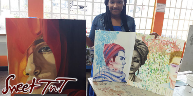 Perusia’s passion for art started early, Perusia Granger, Perusia's passion, with art work for article by Marika Mohammed in sweet T&T for Sweet TnT Magazine in Trinidad and Tobago