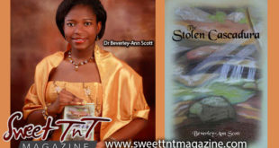 Dr Beverley Ann Scott with novel The Stolen Cascadura, West Indian Culture, Literature, Sweet T&T, Sweet TnT, Trinidad and Tobago, Trini, vacation, travel