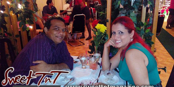 Date night all marriages need it Nerissa Hosein and husband at Valpark Chinese Restaurant, with red hair, purple shirt, blue top, yellow flower, having dinner, husband and wife in Sweet T&T, Sweet TnT Magazine, Trinidad and Tobago, Trini, vacation, travel