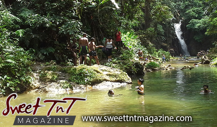 Hikers at Paria waterfalls by Joanna Hayde in Sweet T&T, Sweet TnT, Trinidad and Tobago, Trini, vacation, travel