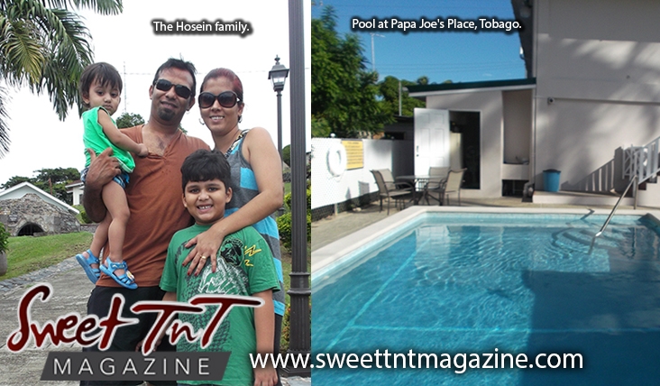 Hosein family at pool at Papa Joe's Place, Tobago, Sweet T&T, Sweet TnT, Trinidad and Tobago, Trini, vacation, travel