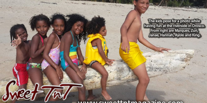 Marc Algernon's children Marques, Zuri, Janae, Hannah, Ayoki, King camping at Orosco River in Matura, Summer vacation in Sweet T&T, Sweet TnT Magazine, Trinidad and Tobago, Trini, vacation, travel