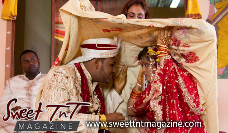 Sindoor is applied to wife Felesha by her husband Ashook Parboo, Indian wedding. Photos by A Williams Photography, Sweet T&T, Sweet TnT, Trinidad and Tobago, Trini, vacation, travel