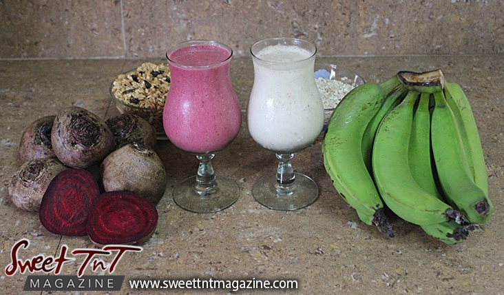 Beetroot and green fig punch or milkshake recipes for health with granola, oats, blood building benefits in Sweet T&T, Sweet TnT, Trinidad and Tobago, Trini, vacation, travel, breakfast