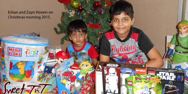 Muslim home Christmas, presents, gifts, toys, Christmas tree, children, home, Sweet T&T, Sweet TnT, Trinidad and Tobago, Trini,