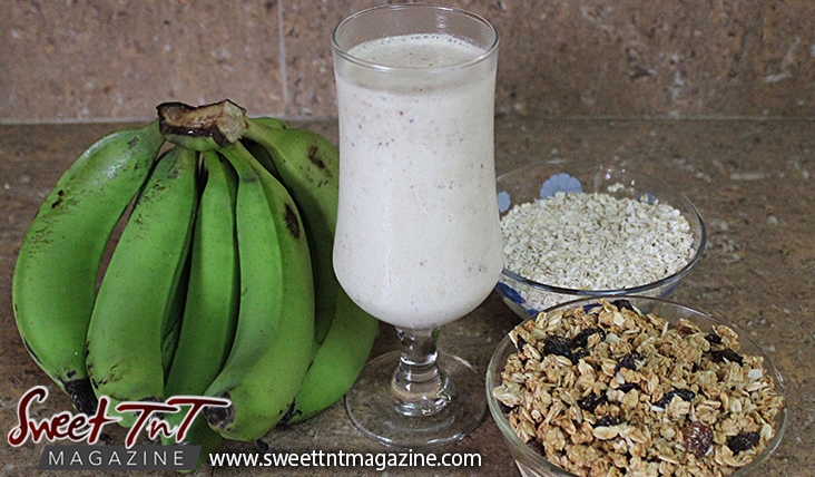 Green fig punch or milkshake recipes for health with granola, oats, blood building benefits in Sweet T&T, Sweet TnT, Trinidad and Tobago, Trini, vacation, travel,