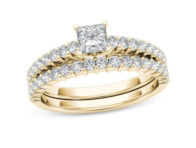 1 CT. T.W. Princess-Cut Diamond Bridal Set in 14K Gold