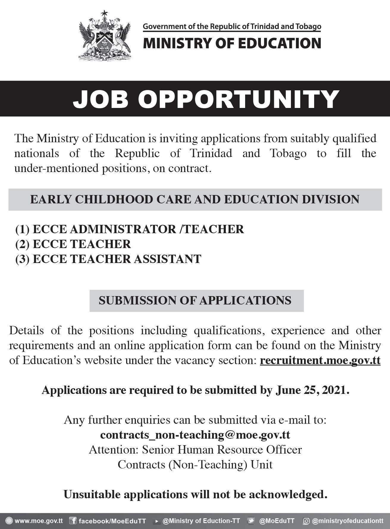 Careers in the Ministry of Education