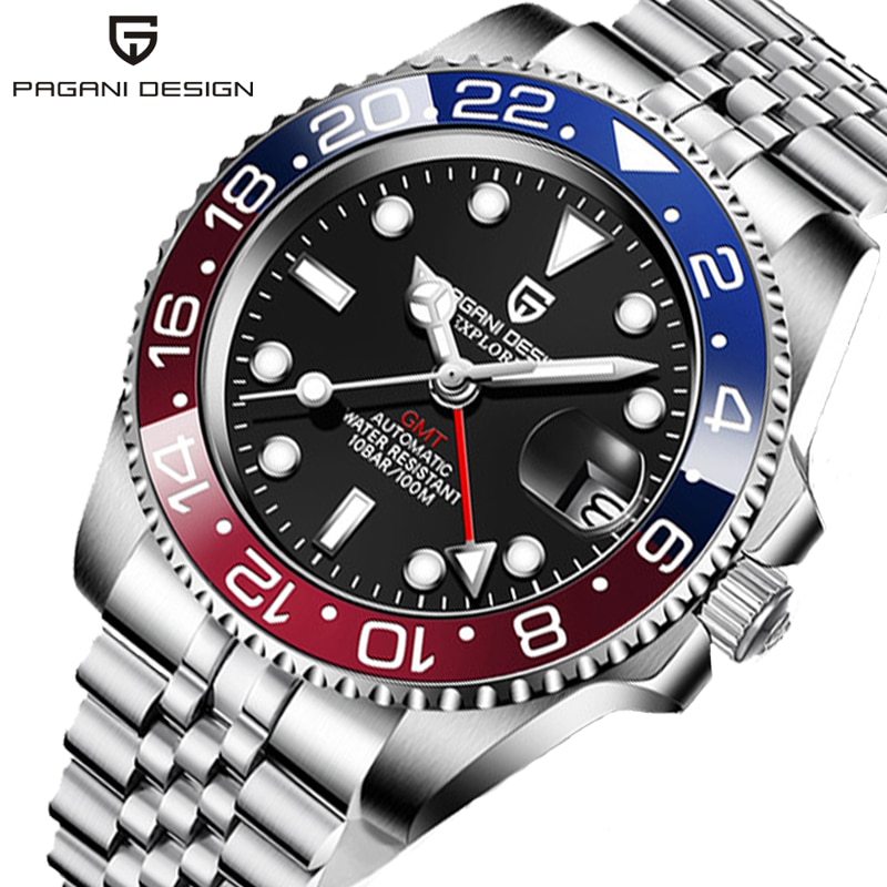 PAGANI DESIGN Sapphire Glass 40MM Ceramic GMT Mechanical Watches 100m Waterproof Classic Fashion Luxury Automatic Watch
