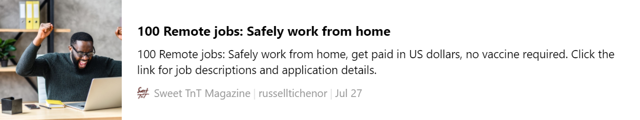 WORK FROM HOME, Remote jobs