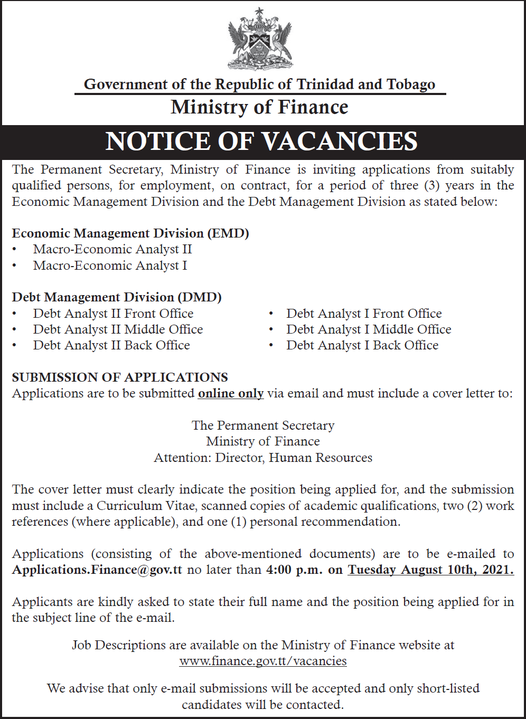 Government Job Vacancies July 2021