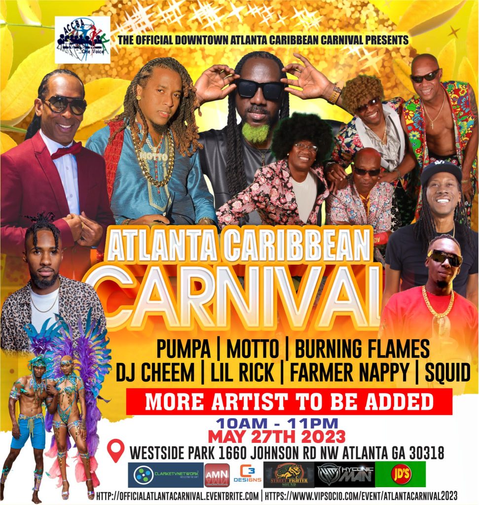 Atlanta Caribbean Carnivals post parade concert will be at a new venue the Westside Park on May 27th 2023 from 1