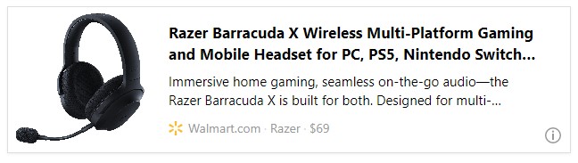 Razer Barracuda X Wireless Multi-Platform Gaming and Mobile Headset for PC, PS5, Nintendo Switch & Android, 250g Ergonomic Design, Detachable HyperClear Mic, 20 Hr Battery, Black