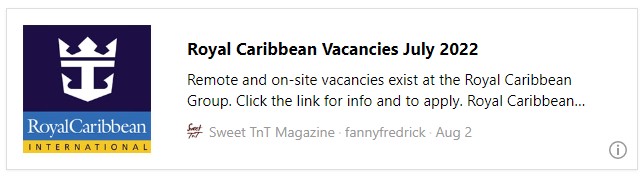 Royal Caribbean Vacancies July 2022