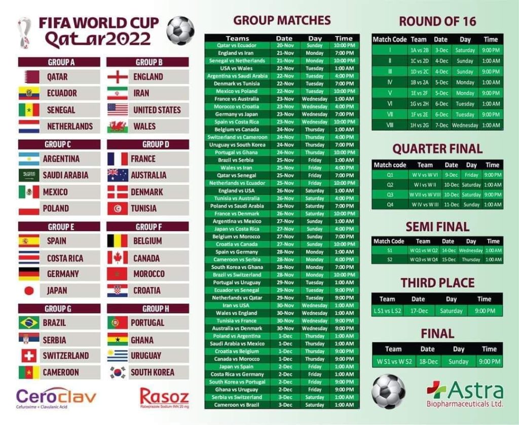 Full schedule of the FIFA World Cup Qatar 2022™