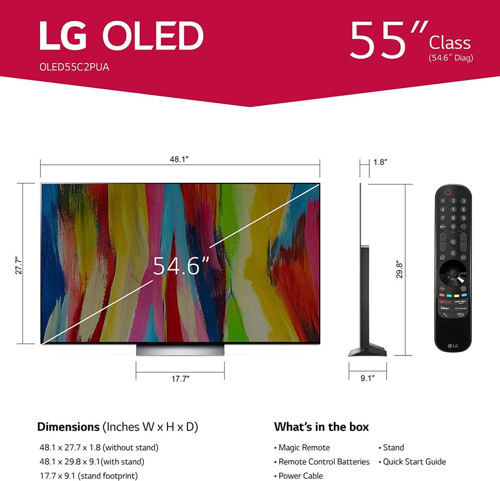 LG C2 Series 65-Inch Class OLED evo Gallery Edition Smart TV