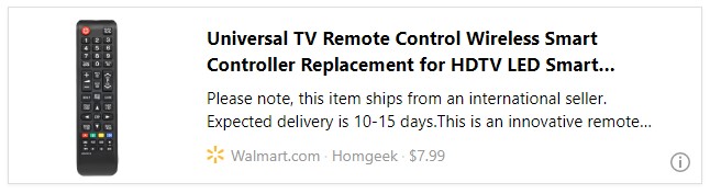 Universal TV Remote Control Wireless Smart Controller Replacement for HDTV LED Smart Digital TV Black