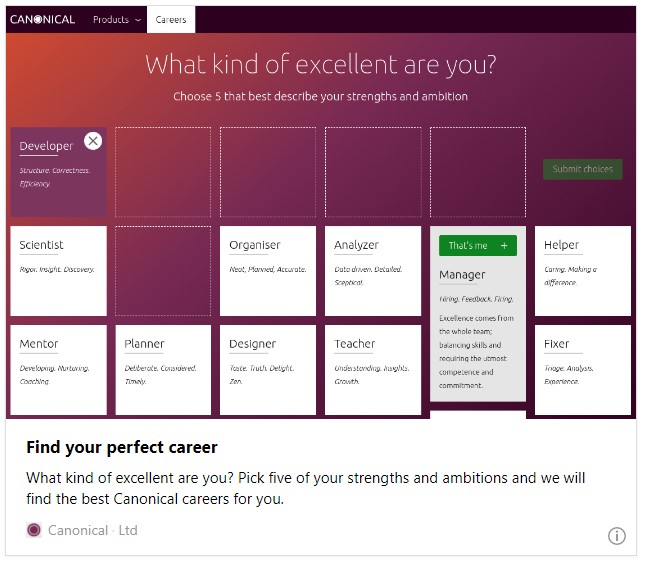 Find your perfect career | Canonical