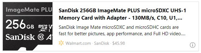 SanDisk 256GB ImageMate PLUS microSDXC UHS-1 Memory Card with Adapter - 130MB/s, C10, U1, V10, Full HD, A1 Micro SD Card - SDSQUB3-256G-AWCKA