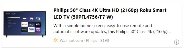Philips 50" Class 4K Ultra HD (2160p) Roku Smart LED TV (50PFL4756/F7 W)