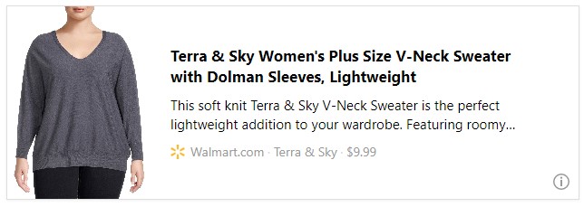 Terra & Sky Women's Plus Size V-Neck Sweater with Dolman Sleeves, Lightweight