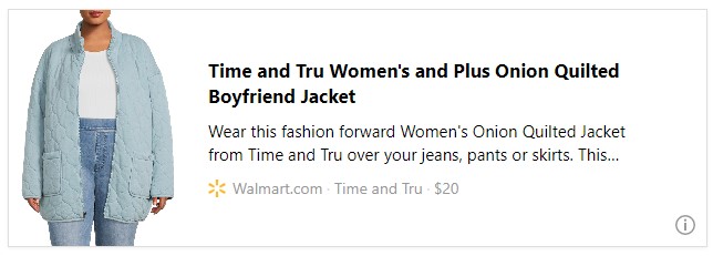 Time and Tru Women's and Plus Onion Quilted Boyfriend Jacket