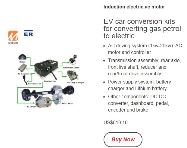 EV car conversion kits for converting gas petrol to electric