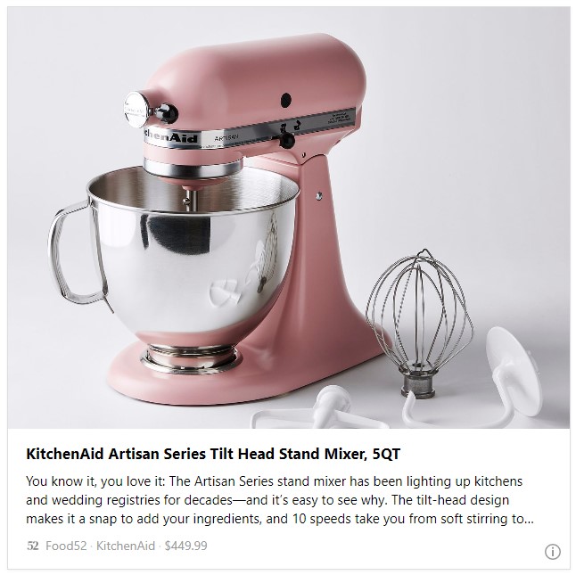 KitchenAid Artisan Series Tilt Head Stand Mixer, 5QT