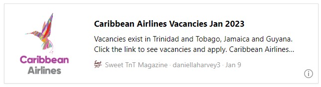 Caribbean Airlines Vacancies Jan 2023 - Sweet TnT Magazine