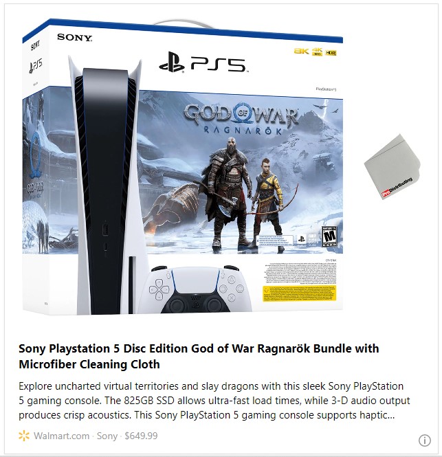 Sony Playstation 5 Disc Edition God of War Ragnarök Bundle with Microfiber Cleaning Cloth