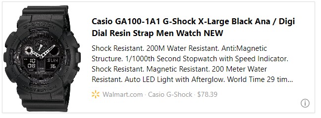 Casio GA100-1A1 G-Shock X-Large Black Ana / Digi Dial Resin Strap Men Watch NEW