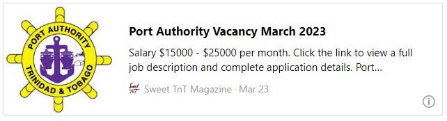 Port Authority Vacancy March 2023 - Sweet TnT Magazine