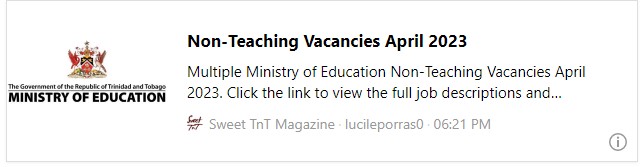 Non-Teaching Vacancies April 2023 - Sweet TnT Magazine