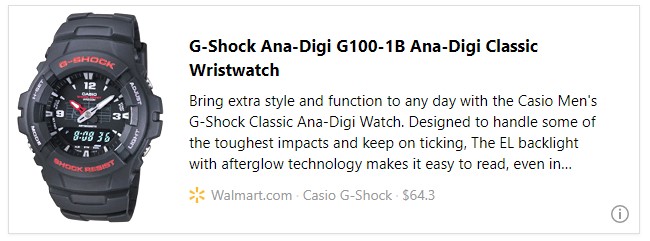 G-Shock Ana-Digi G100-1B Ana-Digi Classic Wristwatch