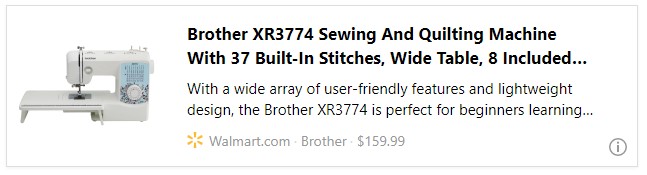 Brother XR3774 Sewing And Quilting Machine With 37 Built-In Stitches, Wide Table, 8 Included Sewing Feet