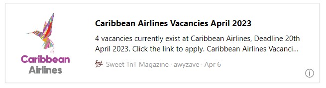 Caribbean Airlines Vacancies April 2023 - Sweet TnT Magazine