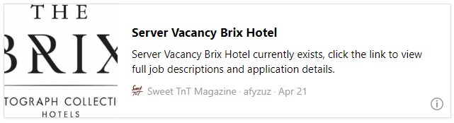 Server Vacancy Brix Hotel - Sweet TnT Magazine