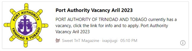 Port Authority Vacancy Aril 2023 - Sweet TnT Magazine