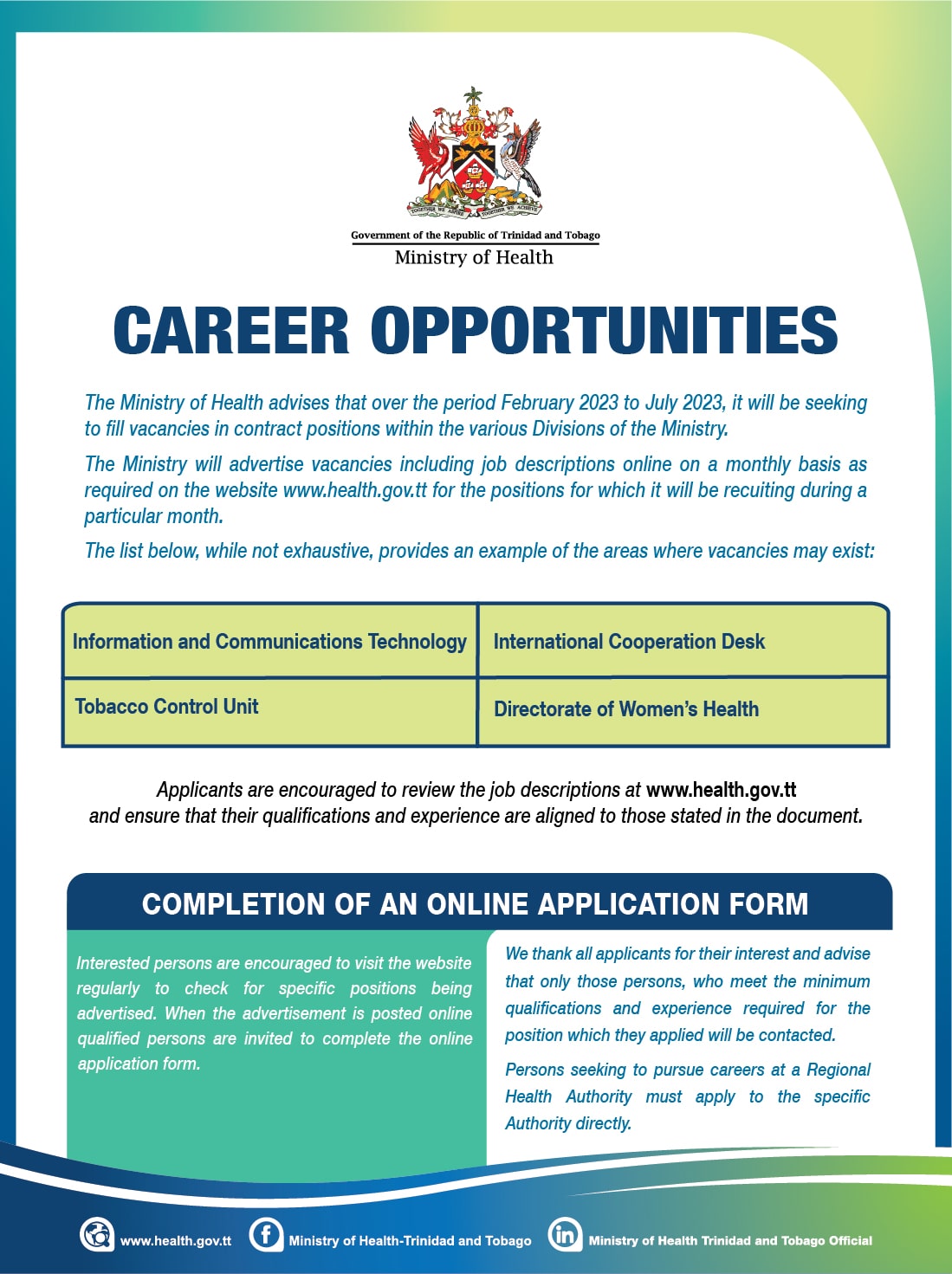 Ministry of Health Career Opportunities