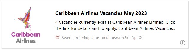 Caribbean Airlines Vacancies May 2023 - Sweet TnT Magazine