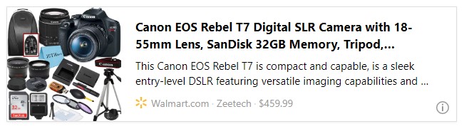 Canon EOS Rebel T7 Digital SLR Camera with 18-55mm Lens, SanDisk 32GB Memory, Tripod, Backpack and ZeeTech Bundle