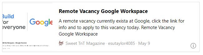Remote Vacancy Google Workspace - Sweet TnT Magazine