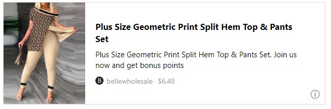 Plus Size Geometric Print Split Hem Top & Pants Set