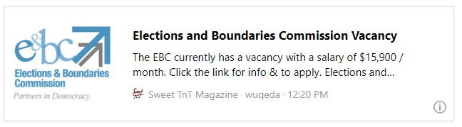 Elections and Boundaries Commission Vacancy - Sweet TnT Magazine