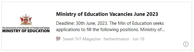 Ministry of Education Vacancies June 2023 - Sweet TnT Magazine