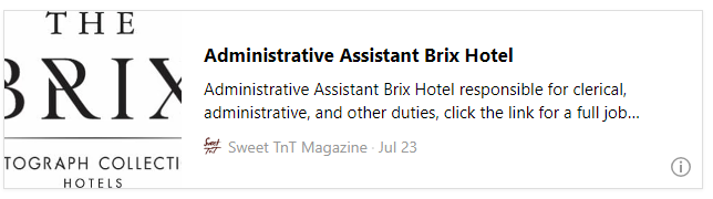 Administrative Assistant Brix Hotel - Sweet TnT Magazine