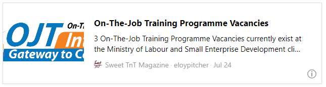 On-The-Job Training Programme Vacancies - Sweet TnT Magazine