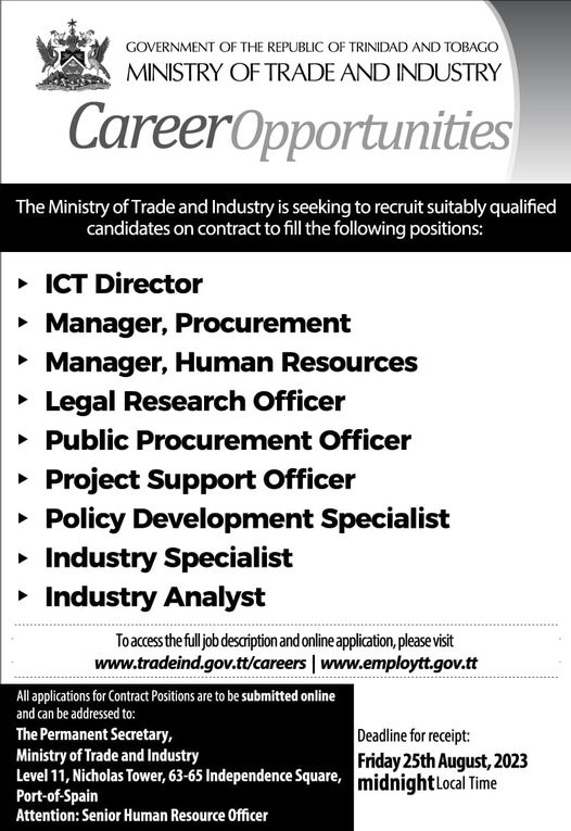 Ministry of Trade and Industry Vacancies